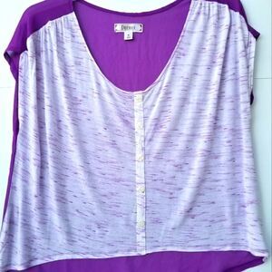 Decree Size XL High Low Hem Purple White Blouse